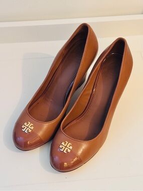 Women's Tan Leather Wedge Pumps - Classic Everyday Heel